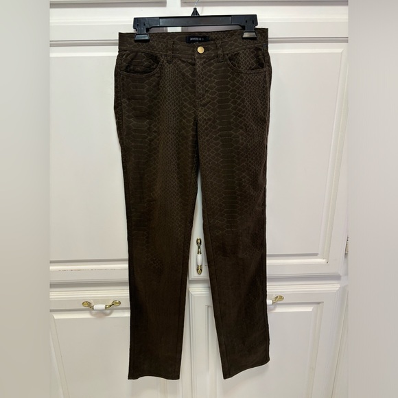 Lafayette 148 Brown Snakeskin Textured Straight Stretch Pants Women’s Size 4 - Picture 1 of 8